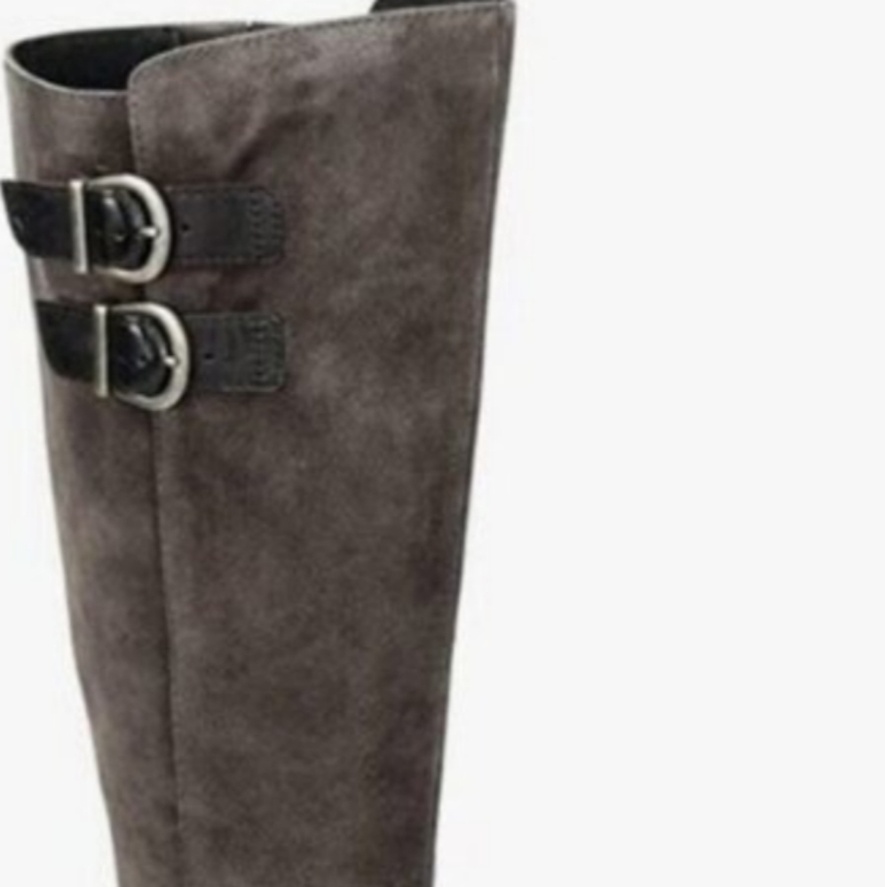 BORN BRAND BOOTS!  BASIL !!  Charcoal Suede Over the Knee Boots!! - Picture 4 of 12